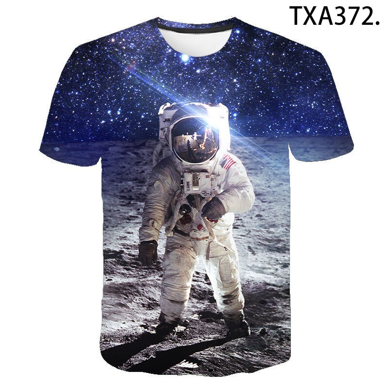 New 2021 Summer 3D Printing Space Astronaut Men's And Women's Casual Style Short Sleeve T-Shirt 130-6XL