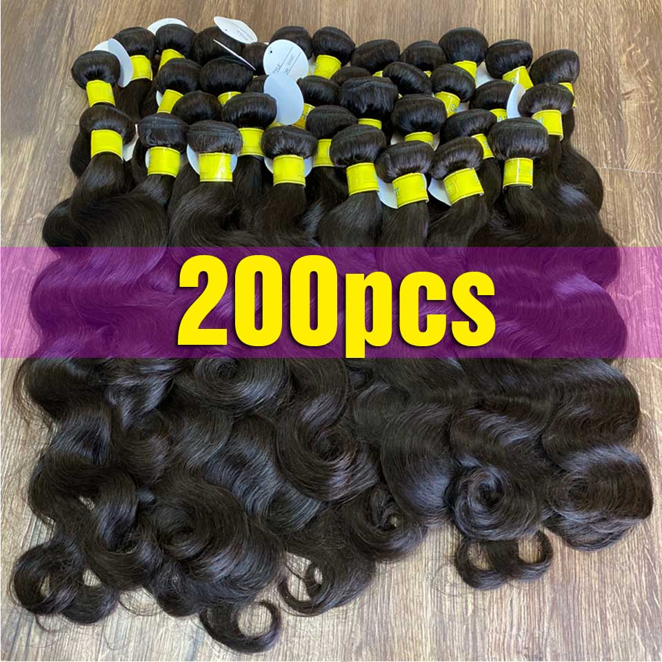 200PCS/Lot Bulk Wholesale Body Wave Bundles Deals 100% Human Hair Bundles Weft Hair Extension Brazilian Hair Weave Bundles