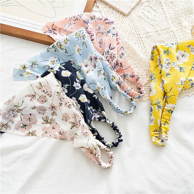 Floral/Dot Triangle Bandanas Hairband Women Sumer Scrunchies Hair Scarf Headband Elastic Hair Bands Headwrap Hair Accessories