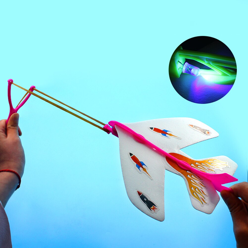 Foam Glider Slingshot Airplane Model Toys for Children Boys Outdoor Interactive Game Assembled Rubber Band Aircraft Game