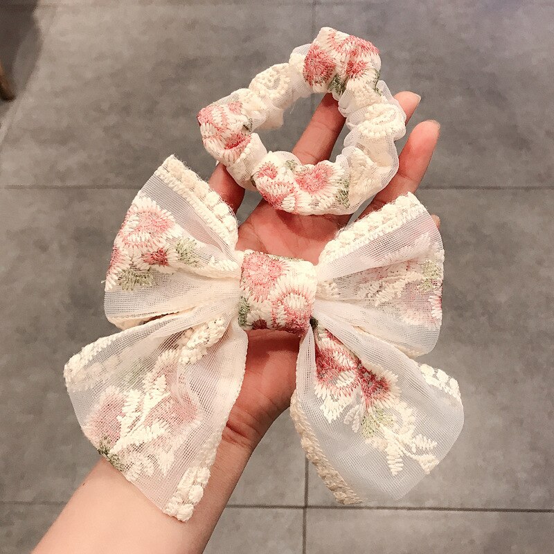 Rose Flower Hairpins Oversized Butterfly Hair Clips Lace Embroidery Hair Bows Clip Lace Ribbon Barrettes Girls Hair Accessories