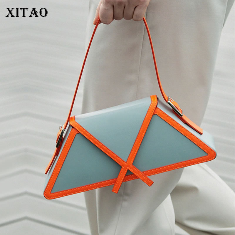 XITAO Class Sense Bag Niche Design Top Handle Bangs Personality Stitching Contrast Color Trapezoid 2021 Summer Bags LDD1928