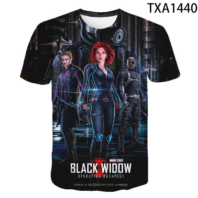 Black Widow 3D Print T-shirt Men Women Fashion Streetwear Boys Girls Cool Tops 2021 Summer New