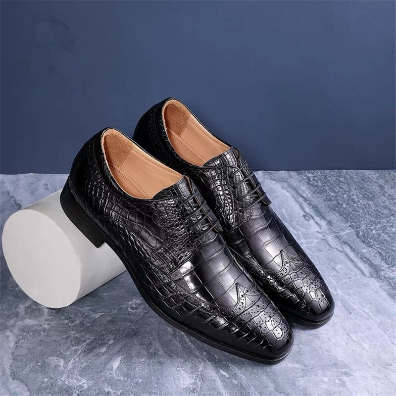 Authentic Exotic Crocodile Skin Businessmen Dress Shoes Genuine Real True Alligator Leather Handmade Office Male Brock Shoes