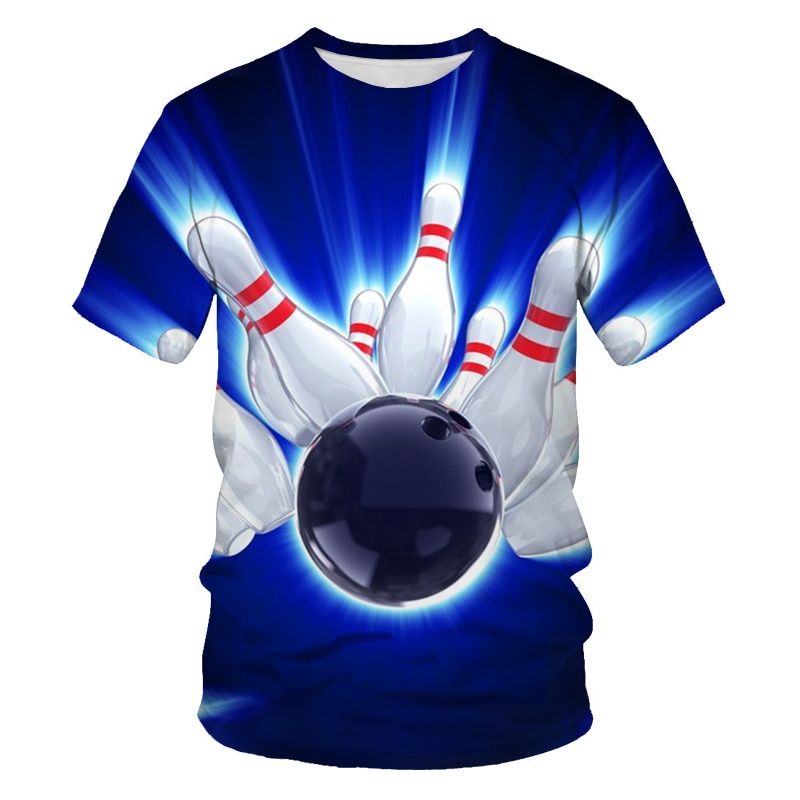 Bowling 3d printing summer fashion men's T-shirt casual O-neck breathable oversize men's factory direct sales custom shirt