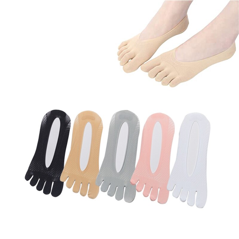 Women Summer Five-finger Socks Female Ultrathin Sock Funny Toe Invisible Sokken With Silicone Anti-skid Breathable Thin