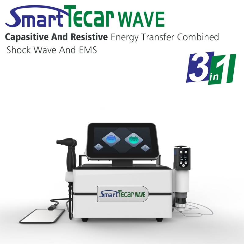 New Arrival Smart Tecar Wave Capactive And Resistive Energy Transfer / EMS Combine Shockwave 3 In 1 Physiotherapy Machine