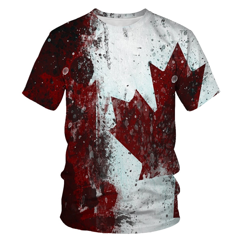 New photography idyllic landscape maple leaf 3D printing men's summer short-sleeved T-shirt casual plus size T-shirt for men