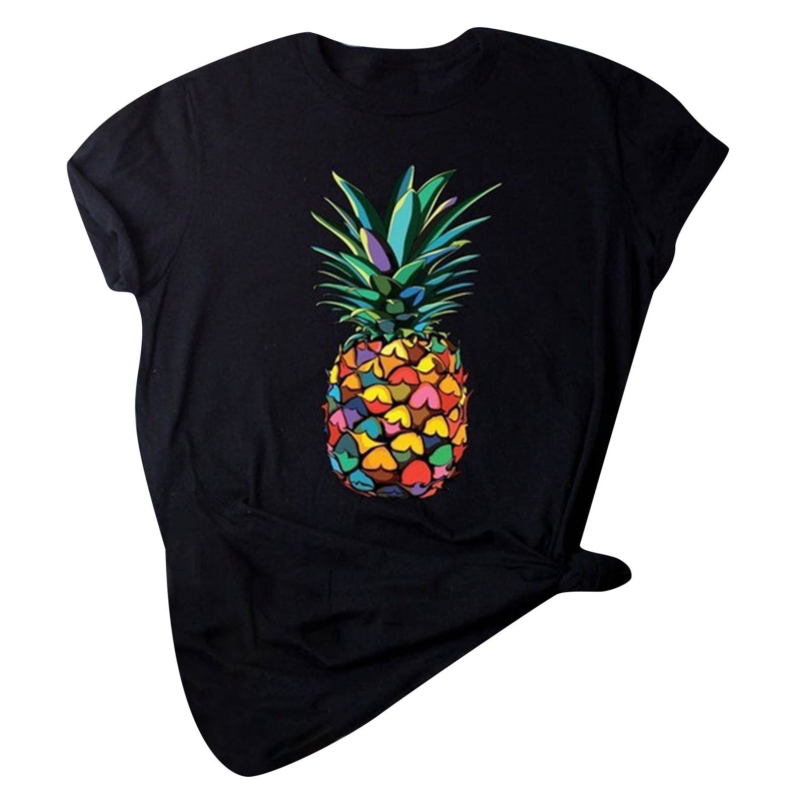 Womens Tops O-neck Short Sleeve Pineapple Printed T Shirt Casual Basic Blouse Woman Dress Woman Tshirts Camiseta Mujer