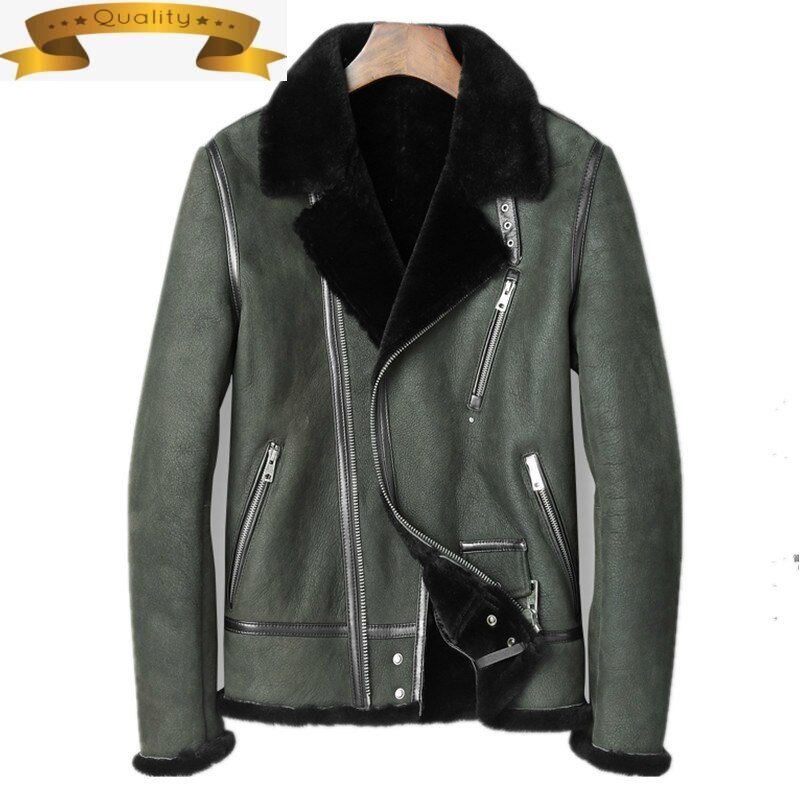Jacket Winter Genuine Leather Jacket Men Real Sheepskin Coat for Men Natural Wool Fur Warm Coats Plus Size L11-4000 Y1817