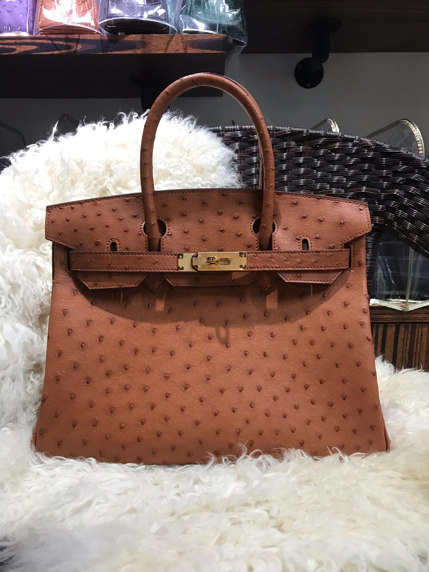 Fully Handmade Ostrich Brand Handbag, 25CM Luxury bag,Designers Purse,Wax Line Stitching, Fast delivery