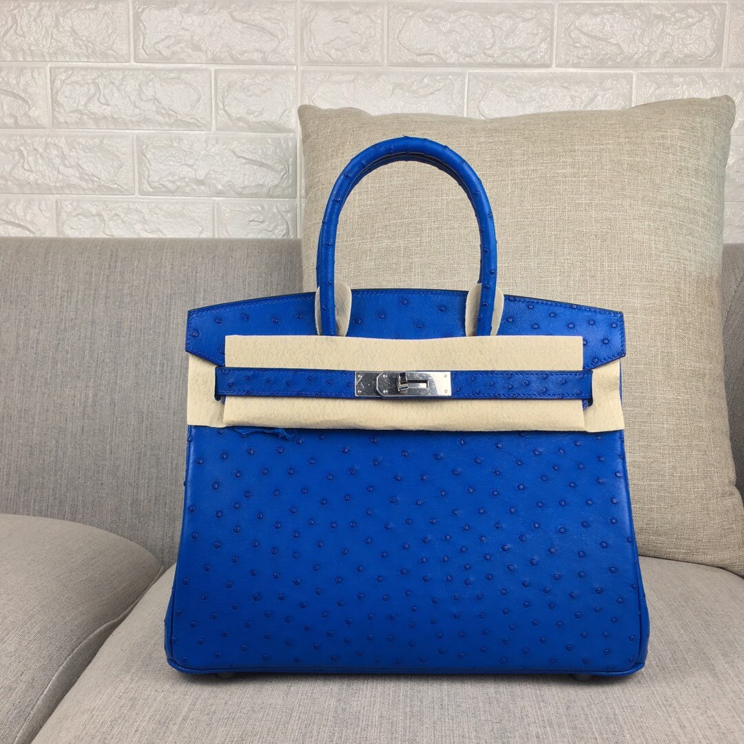 Fully Handmade Ostrich Brand Handbag, 30CM Luxury bag,Designers Purse,Wax Line Stitching, Fast delivery