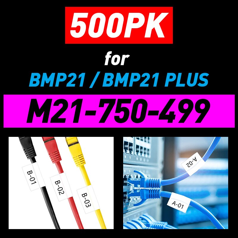 500PK Wholesale Label Tape M21-750-499 Nylon Ribbon Sticker Compatible BMP21 Plus BMP21 Lab IDPAL Label Maker Tax Free to France