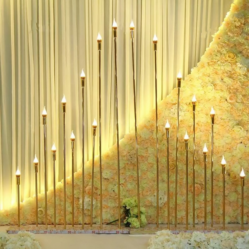 10-head Golden Reed Led Lights Wedding Props Christmas Party Decoration Electronic Candlestick candleholder centerpiece 4pcs/lot