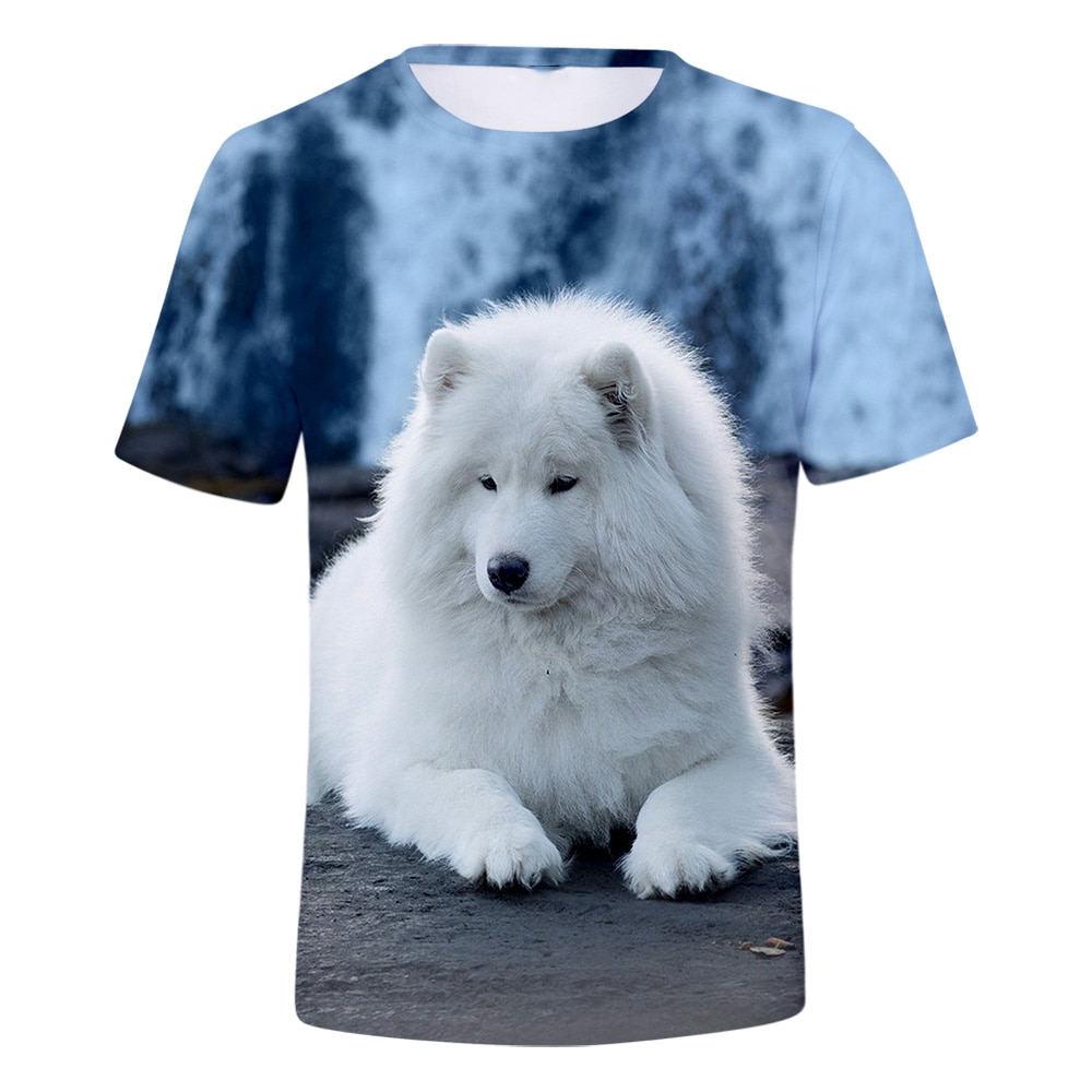 Lovers Wolf Printed T shirts Men 3d T-shirts Samoyed Top Tee Short Sleeve Camiseta Round Neck Tshirt Fashion 2021 NEW