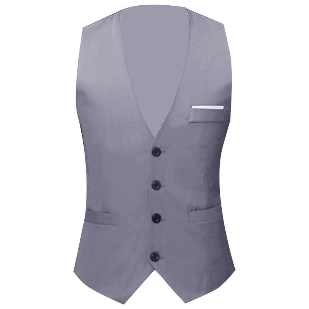 Vest Mens Suit Business Solid Color Casual Waistcoat Formal Suit Single-breasted Polyester Fashion Slim Male Wedding Clothing