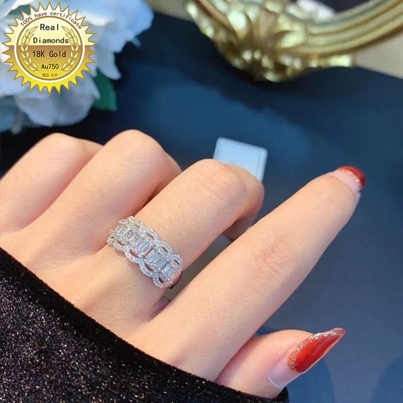 18k white gold Natural Real 0.750ct diamond ring Jewellery Engagement ring &Wedding ring D-A003