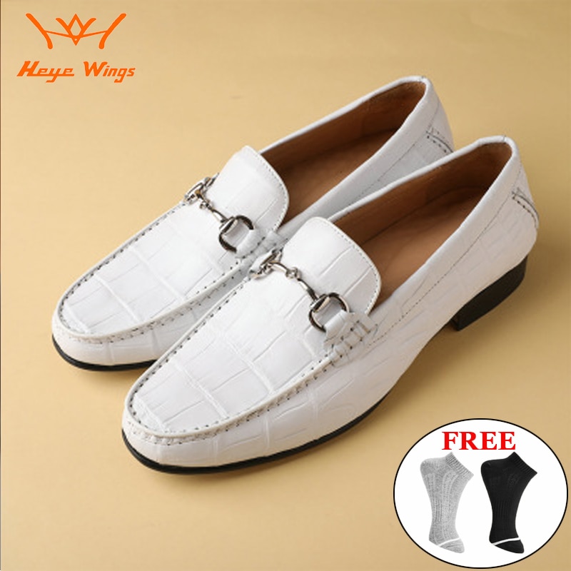 2021 New Alligator Belly Skin Men's Shoes High Quality Leather Footwear Men's Dress Shoes White Loafers