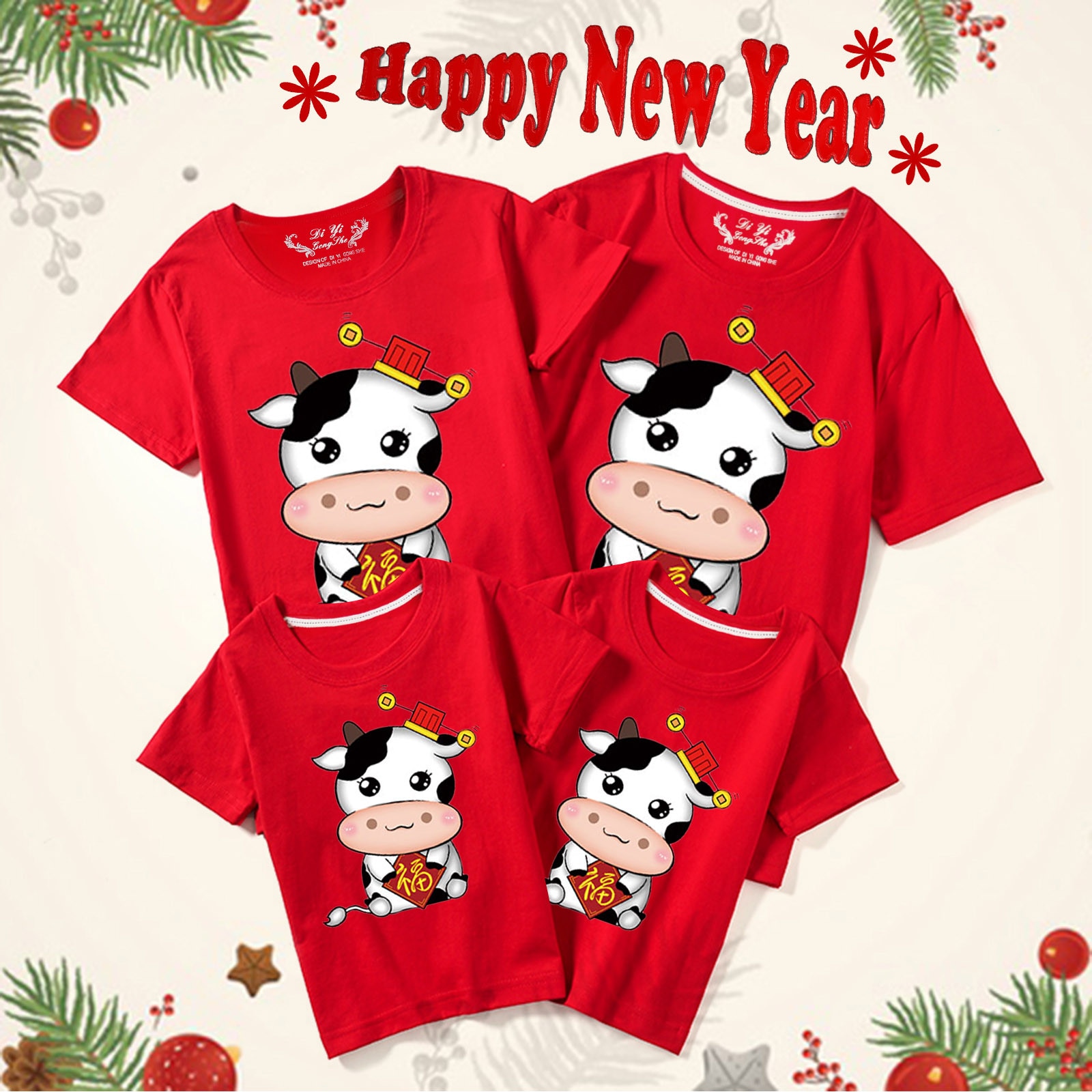 Cartoon Print Clothes Boy Girl Kid Casual Short Sleeve Printed Blouse 2021new Year O-neck Tops Roupa De Pais