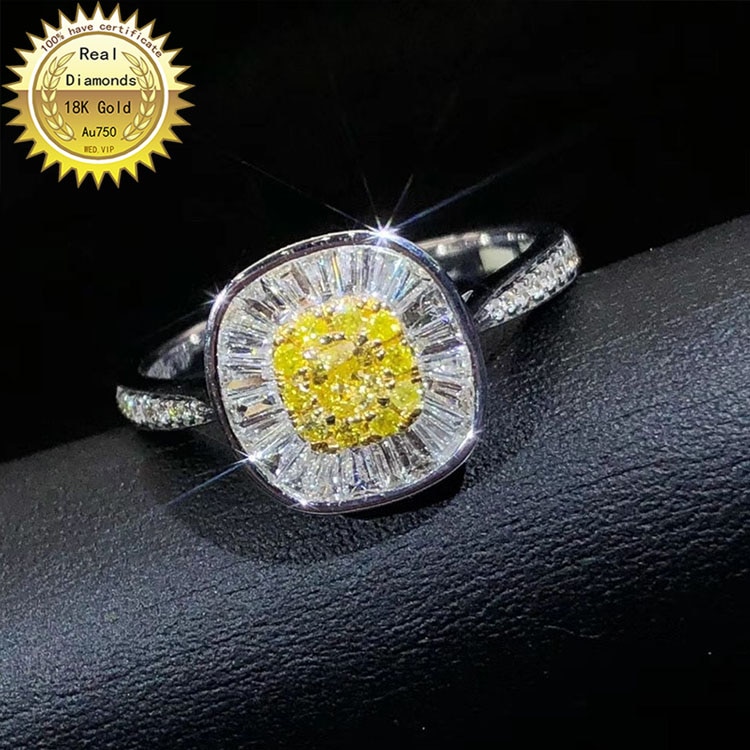 18k white gold Natural Real 0.45ct diamond ring Jewellery Engagement ring &Wedding ring D-A011