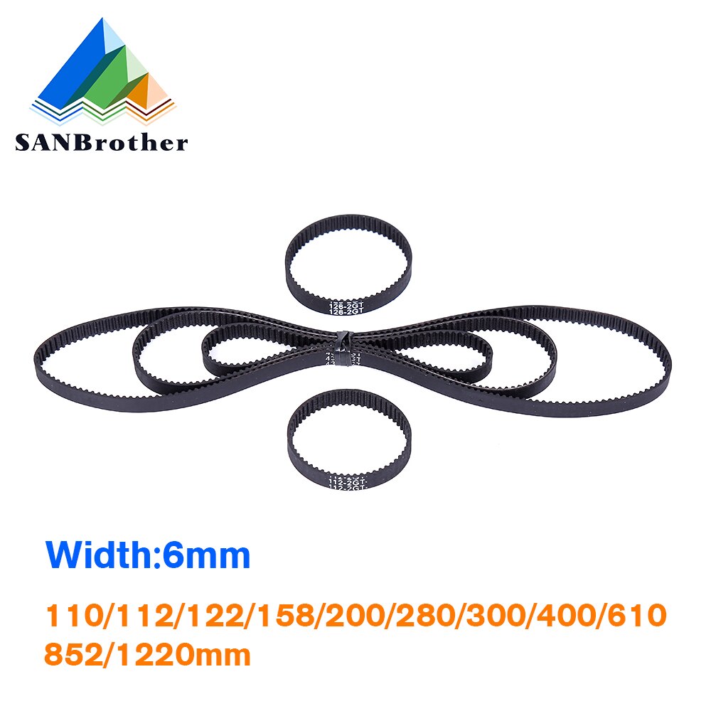 GT2 Closed Loop Timing Belt Rubber 110/122/158/200/400/610/1220mm 2GT BELT width 6mm suitably GT2 pulley for 3d printer parts