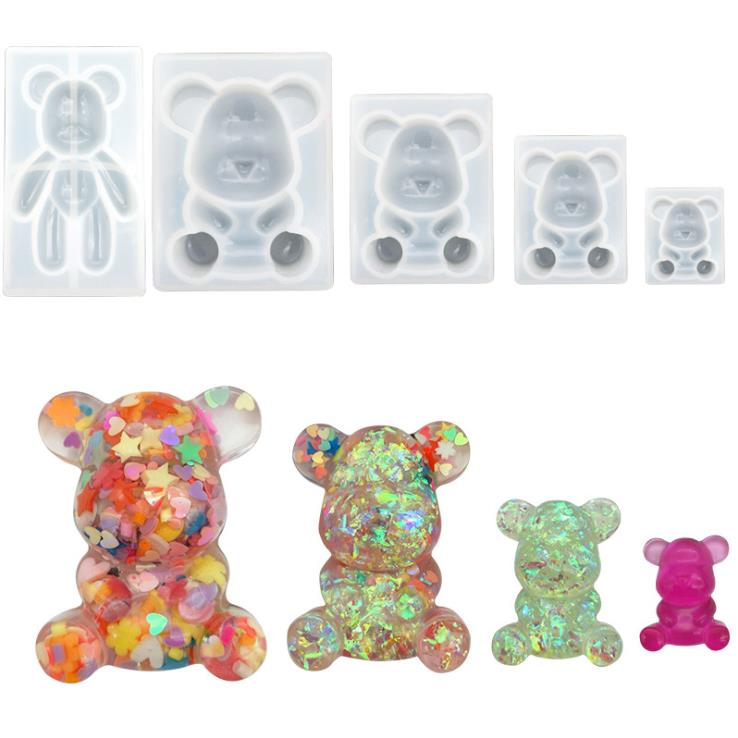 Fashion Silicone Bear Shape Animals UV Molds For Resin Jewelry DIY Mold Resin Molds For Jewelry DIY Kids Toys Key Chain