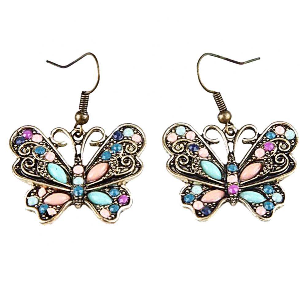 80% Hot Sales!!Bohemian Women Butterfly Dragonfly Rhinestone Charm Hook Earrings Jewelry Gift