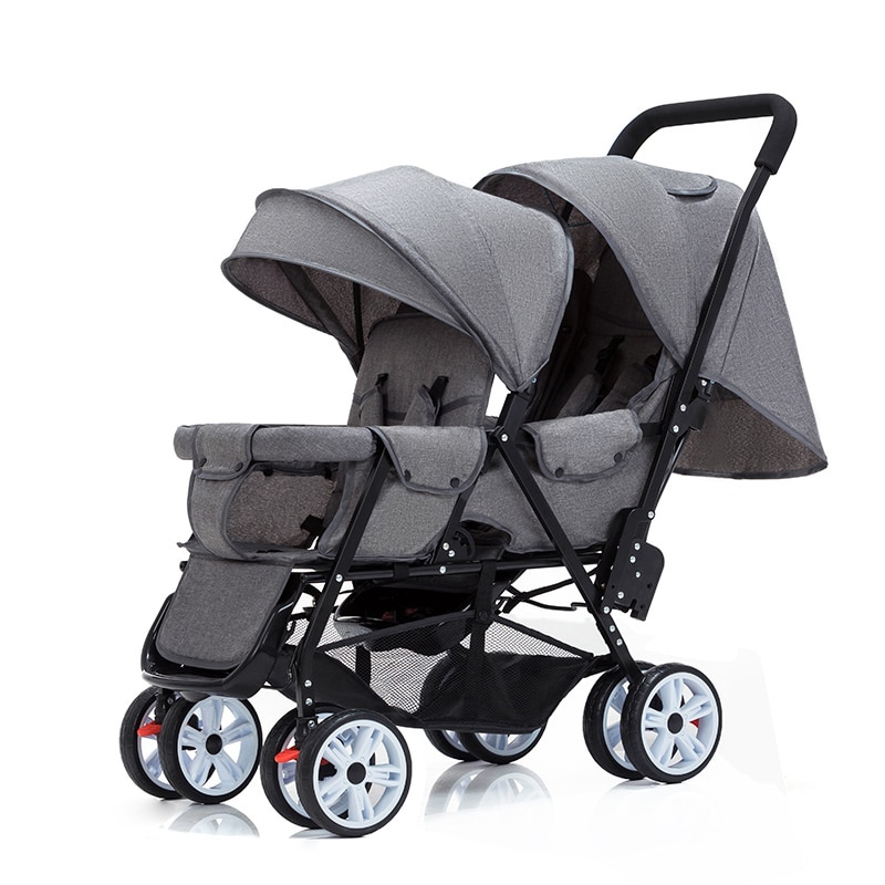 Twin Stroller Double Stroller Lightweight Folding Front and Rear Seats Can Sit and Lie Baby Stroller