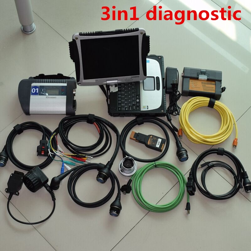 mb star c4 diagnosis sd connect 4+icom for bmw + odis6.2 3in1 hdd 2tb with laptop cf19 touch 4g pc full scanner ready to use