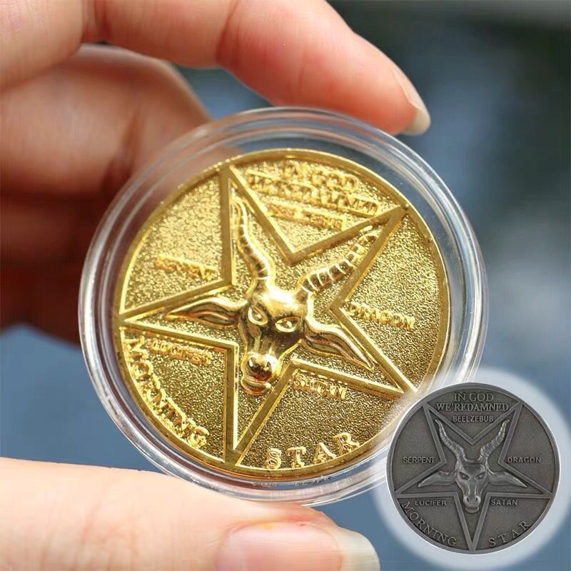 Anime Pins Lucifer Morning Star Satanic Pentecostal Badge Coin Specie Accessories Prop Cosplay Movie Costume Badge Coin