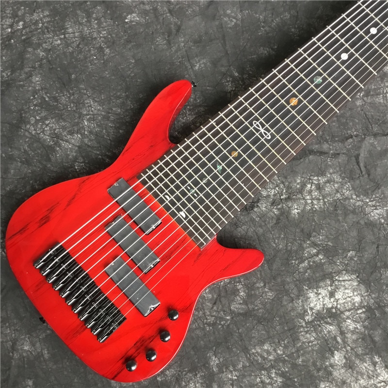 High-quality electric bass guitar, red, 11-string electric guitar. Black hardware. Good sound quality. Classic qualit