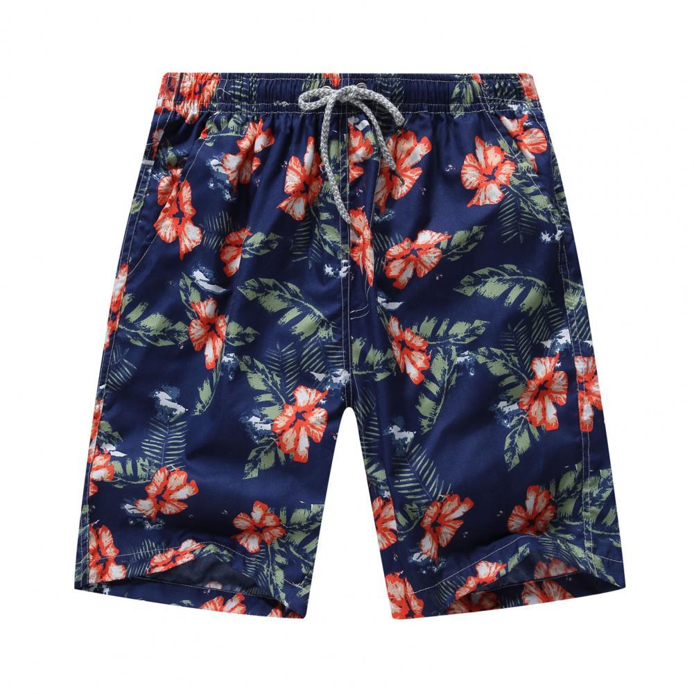 Plus Size Men Beach Shorts Summer Printed Drawstring Male Elastic Waist Quick Dry Pockets Casual Pants Board Shorts 2021
