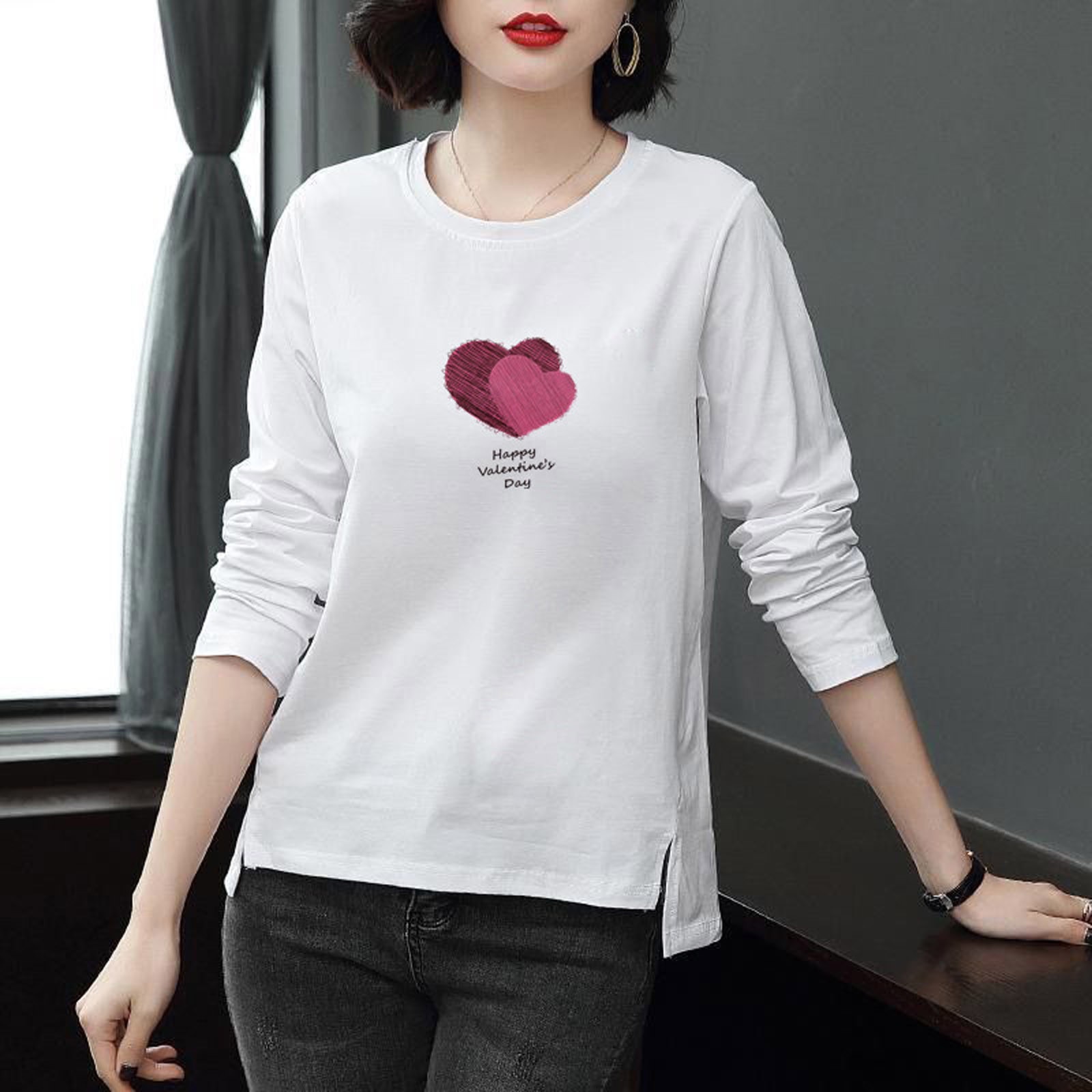 Blusas Women Tshirts Plus Size Casual Long Sleeve Printed O-neck Ladies Tops Vintage Aesthetic Блузки