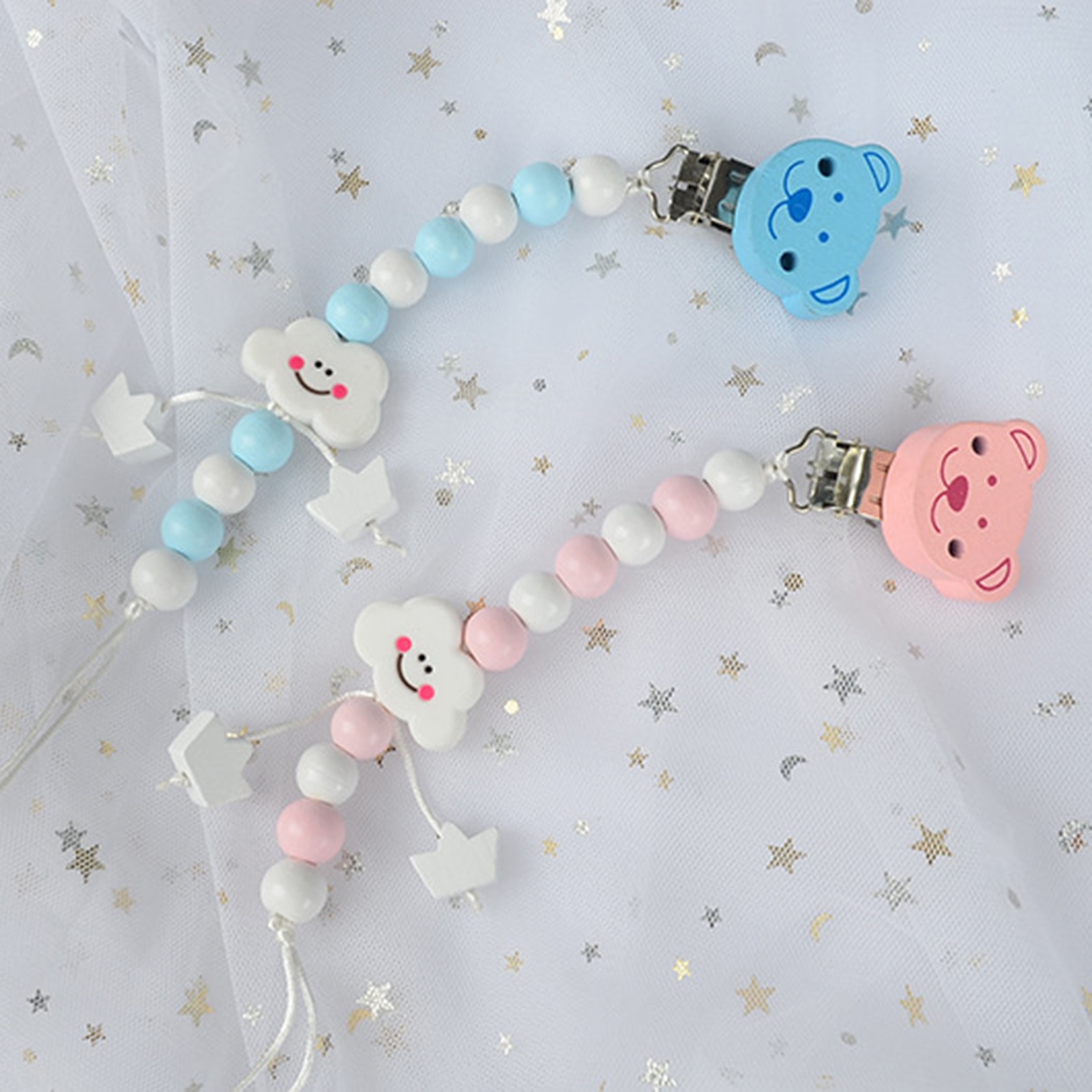 Baby Boy Girl Pacifier Holder Chain Food Grade Chew Silicone Beads Infant Pacifier Clip