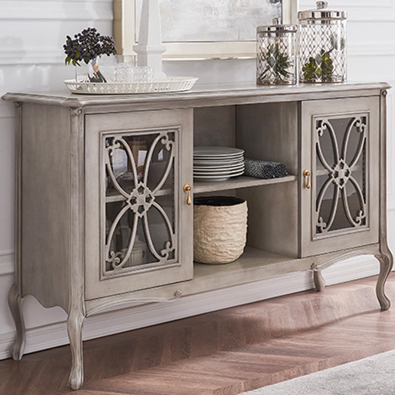 American Solid Wood Storage Cabinet Restaurant European Style Light Luxury Storage Cabinet Against The Wall Carved Sideboard