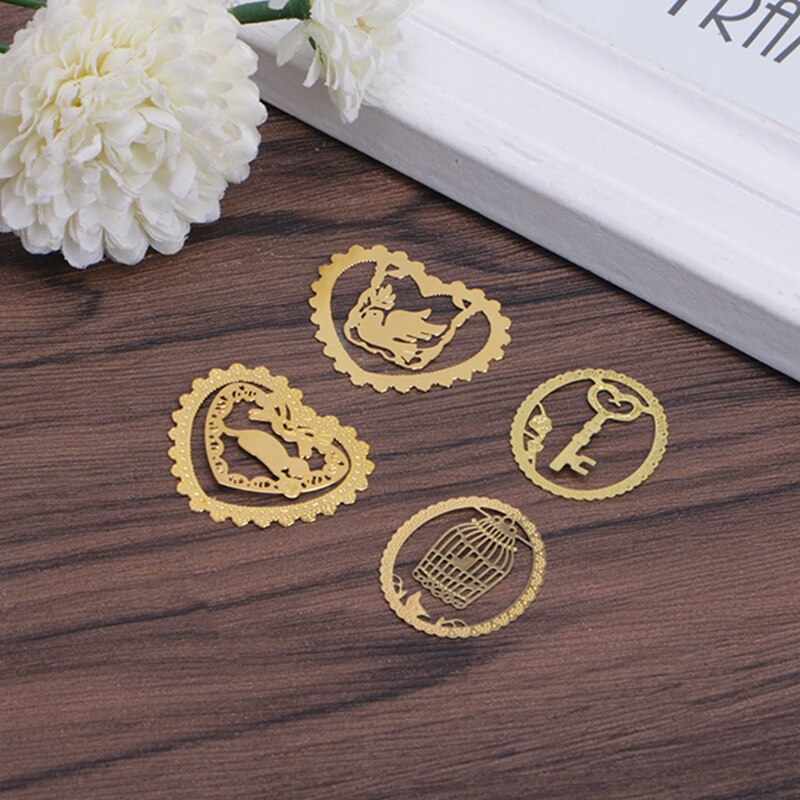 Shiny Gold Metal Bookmarks Exquisite Decorative Pattern Beautiful Decoration N7MA