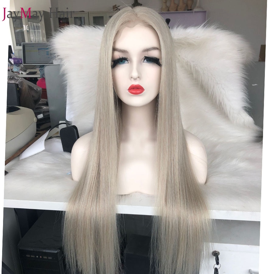 Jaymay Ash Blonde Lace Front Wig Brazilian Wavy Human Hair Wigs Pre Plucked 13X6 Lace Wigs Can Be Dyed & Restyle