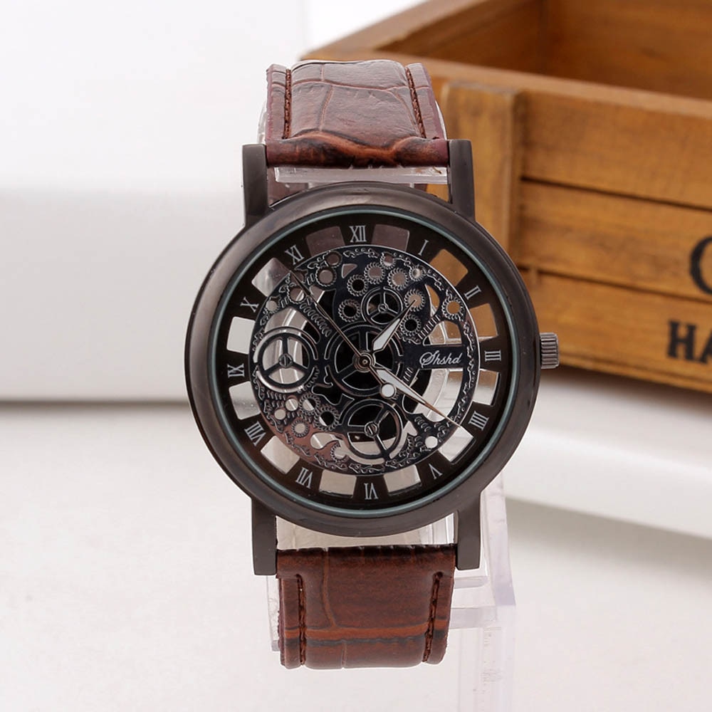 relogios masculino Business Watch For Men PU Leather Band Analog Alloy Quartz Wrist Watches Men Watch Clock montres homme