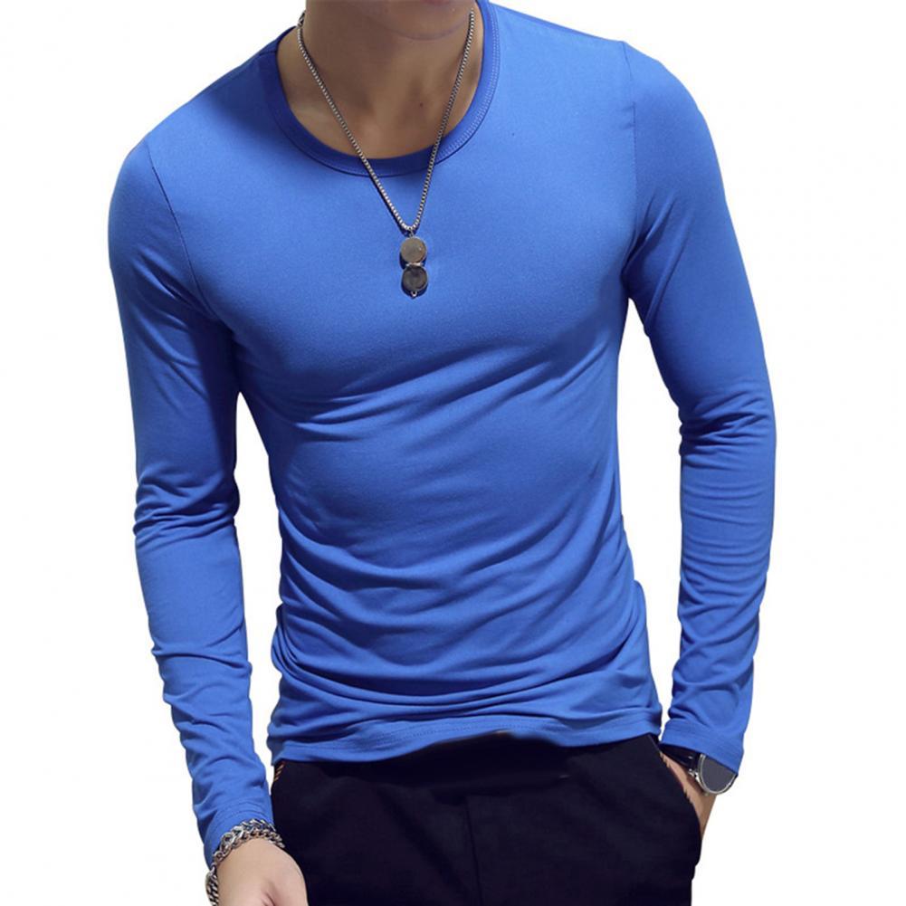 Hot Sale Men T-shirt Casual O Neck Long Sleeve Slim Sports Top for Outdoor Male Tshirts Pullovers Fashion Slim Basic Top