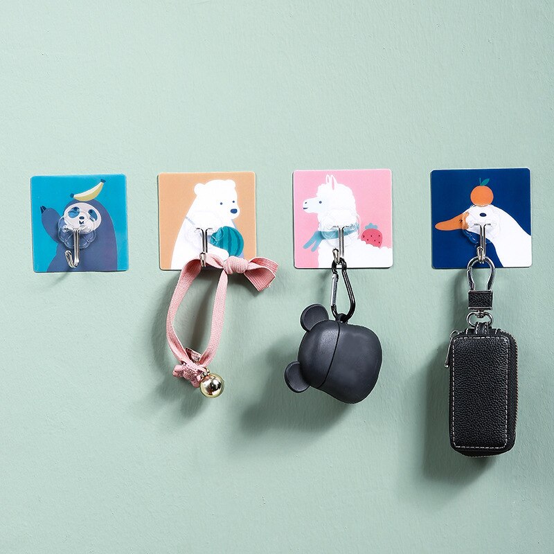 1PC Cute Cartoon Wall Hook Punch-free Lovely Fashion Waterproof Wall Hooks Adhesive Sticker Wall Hanging Sticky Hook Sticker