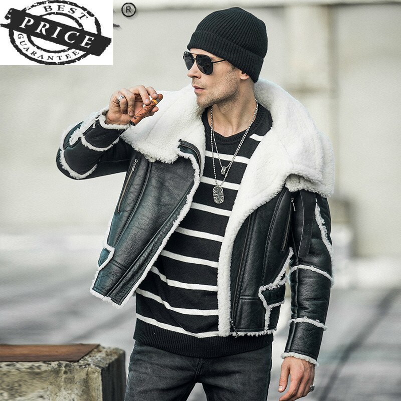 Shearling 100% Natural Jacket Men Clothes 2021 Streetwear Real Fur Coat Man Moto Biker Slim Genuine Leather Jackets a3a