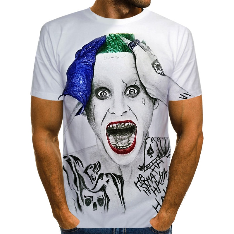 Joker 3D Printed T Shirt Male Tshirt Funny T Shirts Topsxxs-6xl Clown Short Sleeve Joker Face Casual Men 2020 Summer Clown White