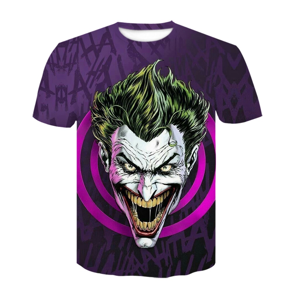 2021 New Clown Men's T-shirt Cool Clown Face Tops 3D Printed Fashion Short Sleeve Fun Round Neck Shirt Trendy Streetwear Tops