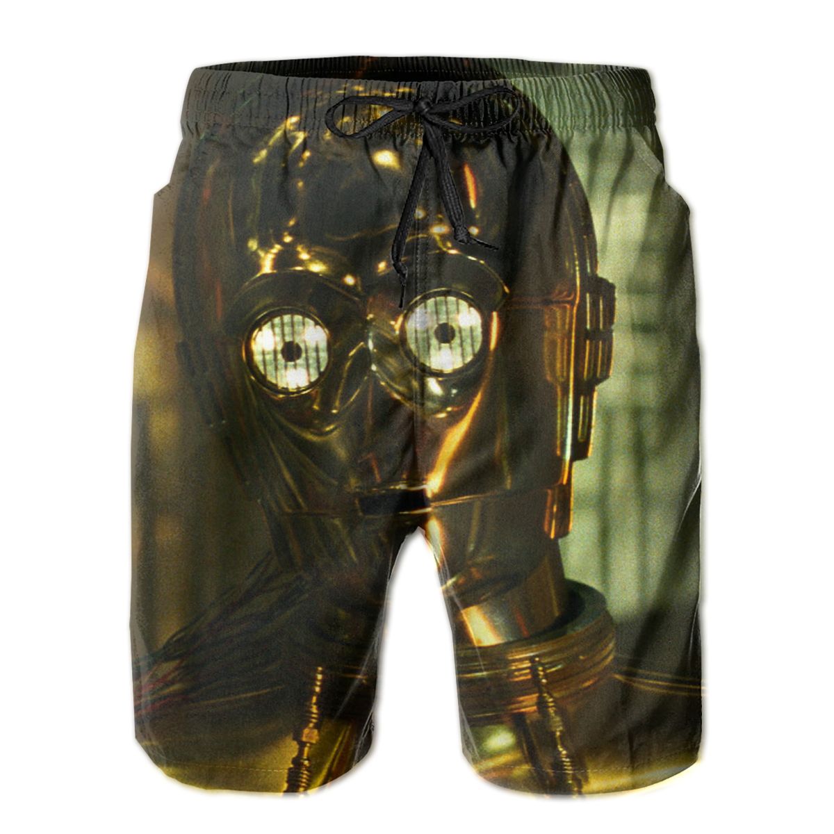 S.tar Wars Men's Quick Dry Swim Trunks Colorful Stripe Beach Shorts with Mesh Lining