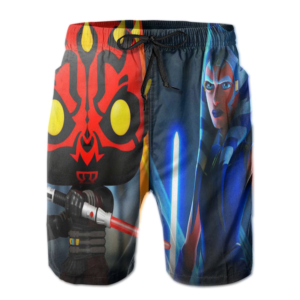 S.tar Wars Men's Quick Dry Swim Trunks Colorful Stripe Beach Shorts with Mesh Lining