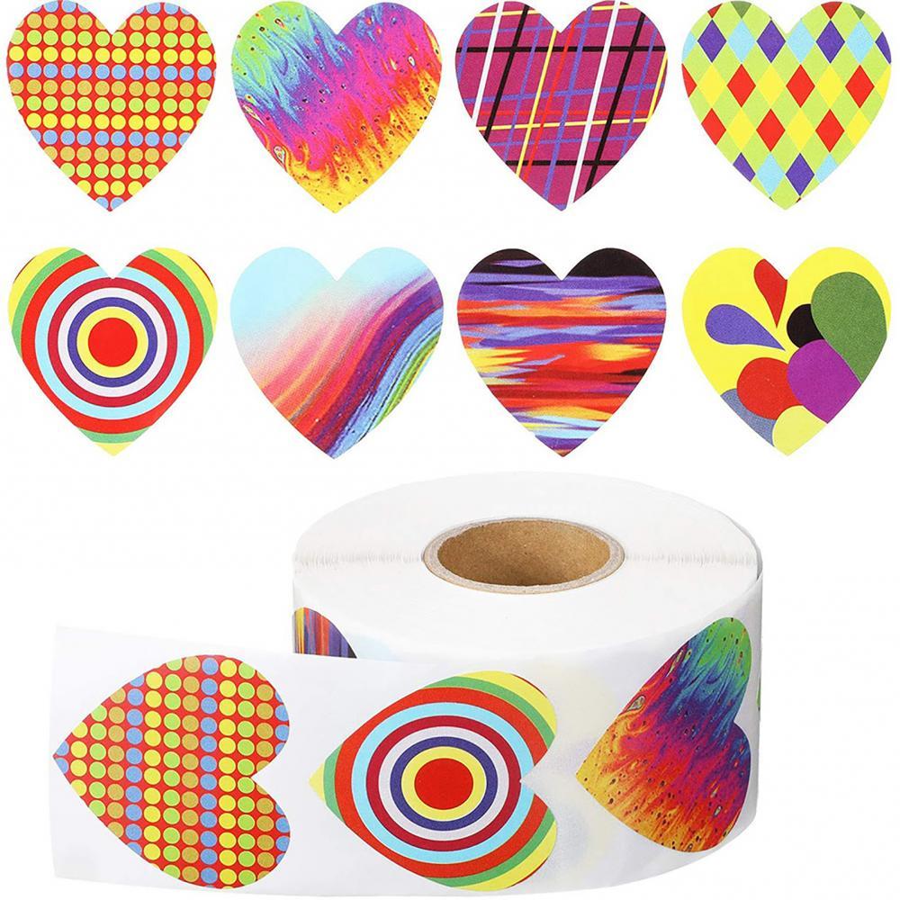 Heart colorful Stickers seal labels 500pcs Labels stickers scrapbooking for Package and wedding decoration stationery sticker