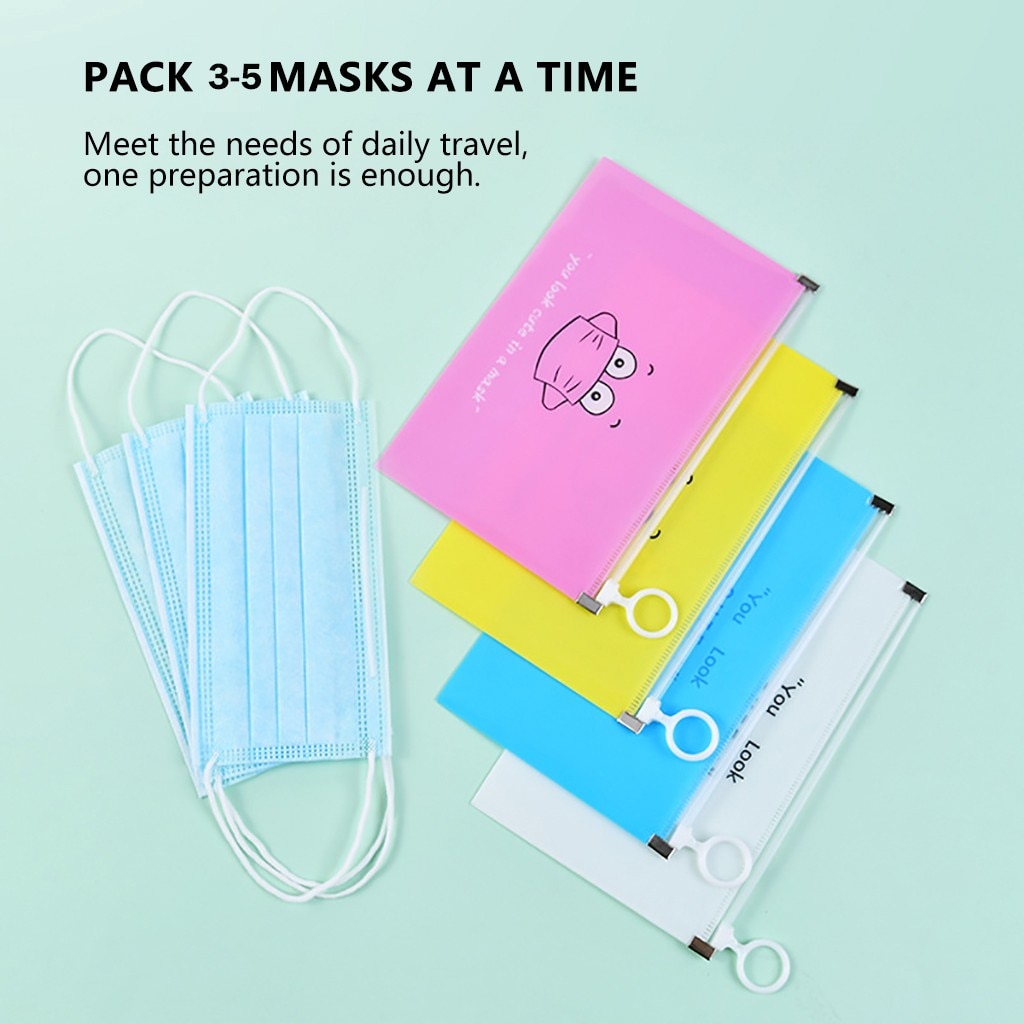 1pcs New Cute Waterproof Portable Face Masks Case Organizer Mask Cover Moisture-proof Storage Box Mask Dustproof Storage Clip