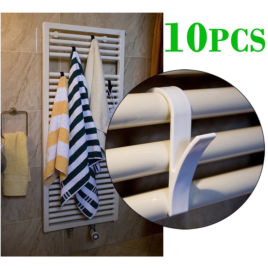 1-10pcs High Quality Hanger For Heated Towel Radiator Rail Bath Hook Holder Clothes Hanger Percha Plegable Scarf Hanger White