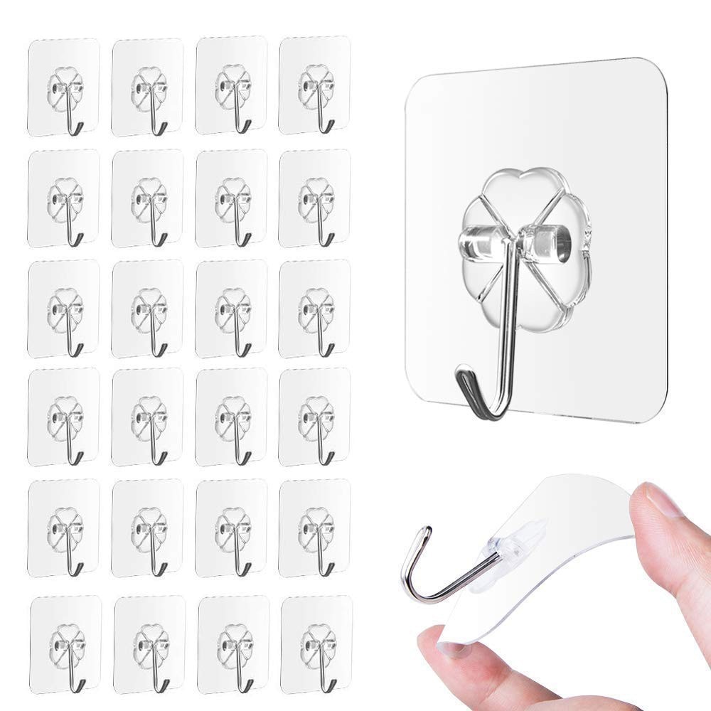 24pcs Hanger Waterproof Adhesive Heavy Load Rack Stainless Steel Hook Cintre Cabide Hook Strong Transparent Suction Wall Sucker