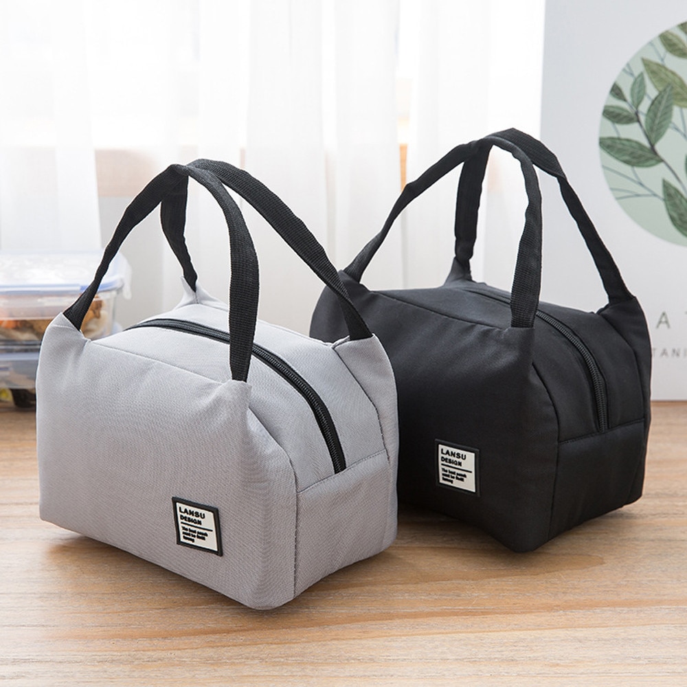 For Women Kids Men Insulated Canvas Box Tote Bag Thermal Cooler Food Lunch Bags Waterproof Handle Carrying Lunch Cases